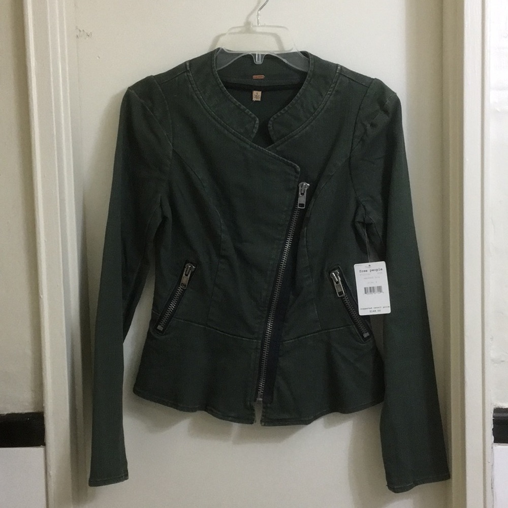 NWT Free People Asymmetrical Peplum Moto Jacket